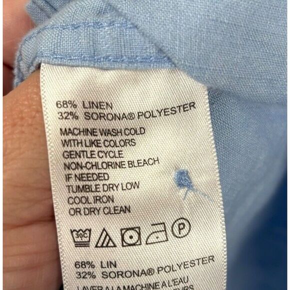 TOMMY BAHAMA Light Blue Linen Long Sleeve Button Down Camp Shirt Men Size XL - Picture 7 of 10